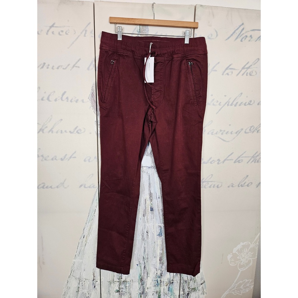 Cotton Citizen Mens Simon Pant Burgundy Slim Fit Elastic Waist M9163116 Size M